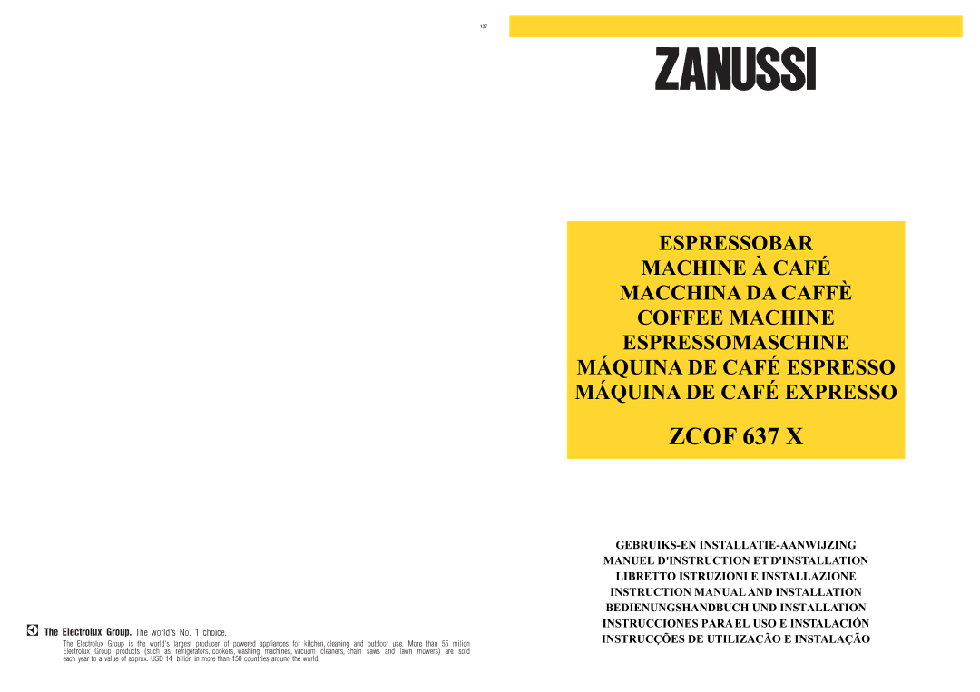 Zanussi ZCOF 637 X instruction manual Zcof 637 