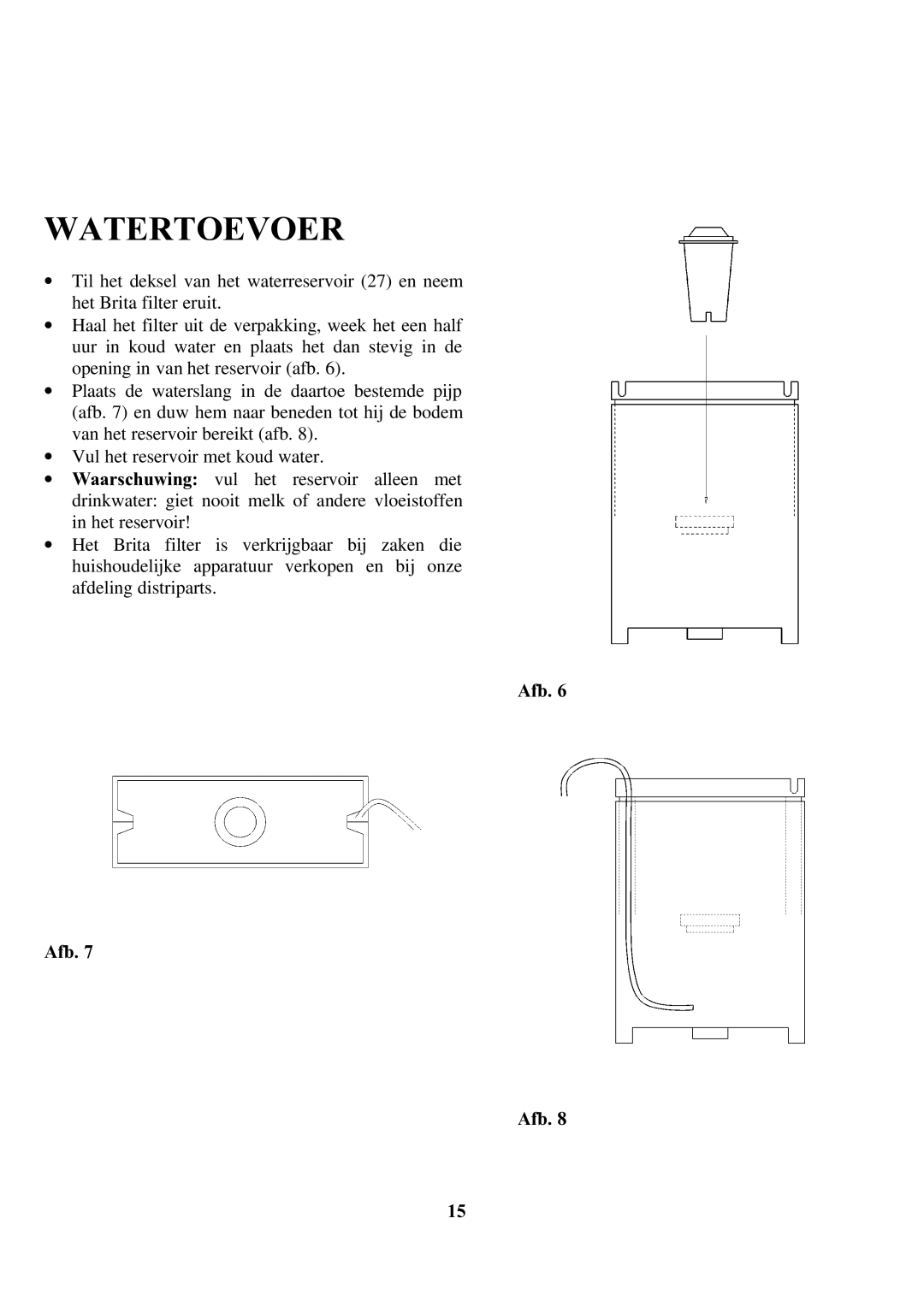 Zanussi ZCOF 637 X instruction manual Watertoevoer 