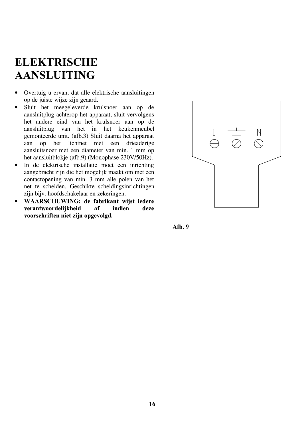 Zanussi ZCOF 637 X instruction manual Elektrische Aansluiting 