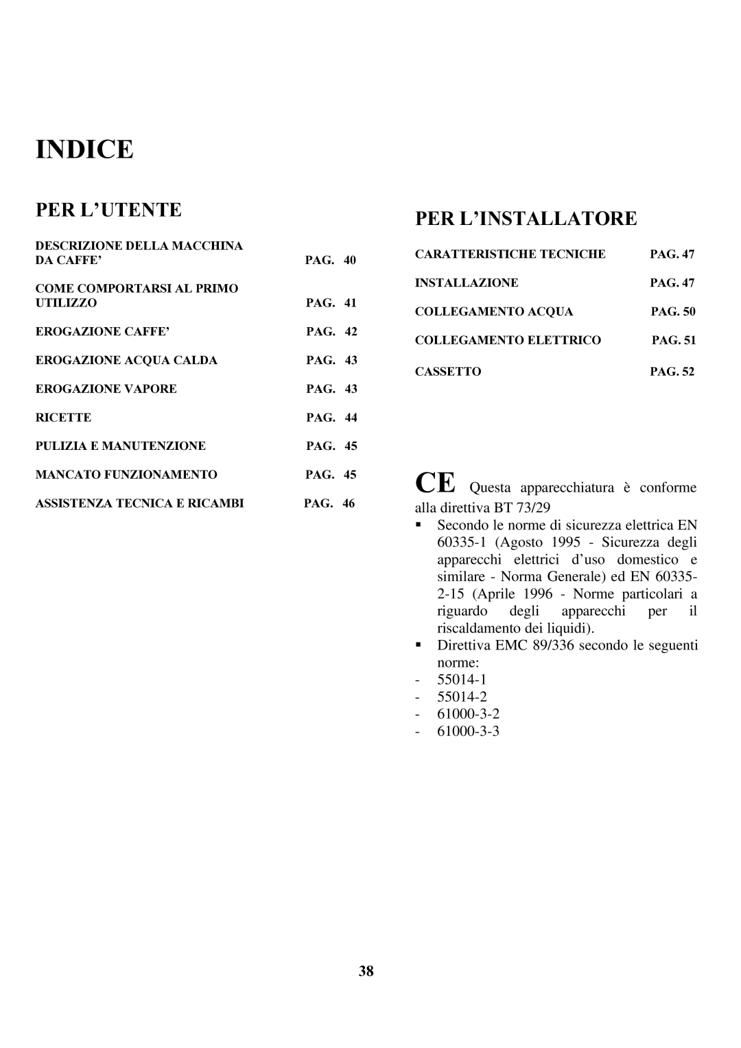 Zanussi ZCOF 637 X instruction manual Indice, Per L’Utente 