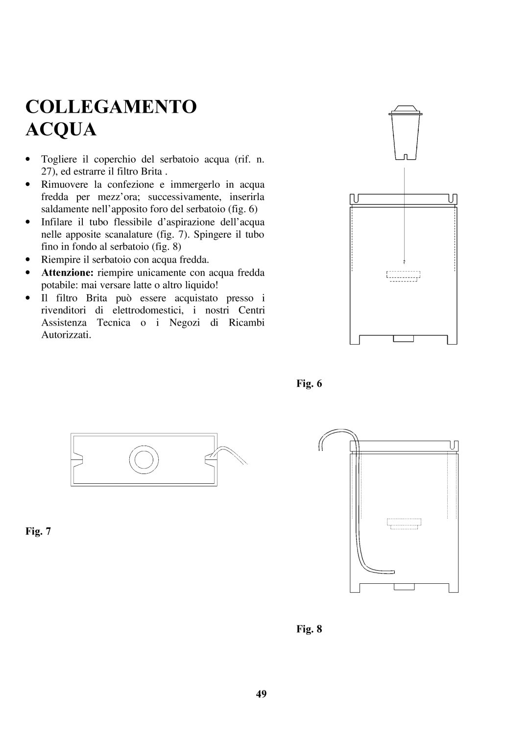 Zanussi ZCOF 637 X instruction manual Collegamento Acqua 