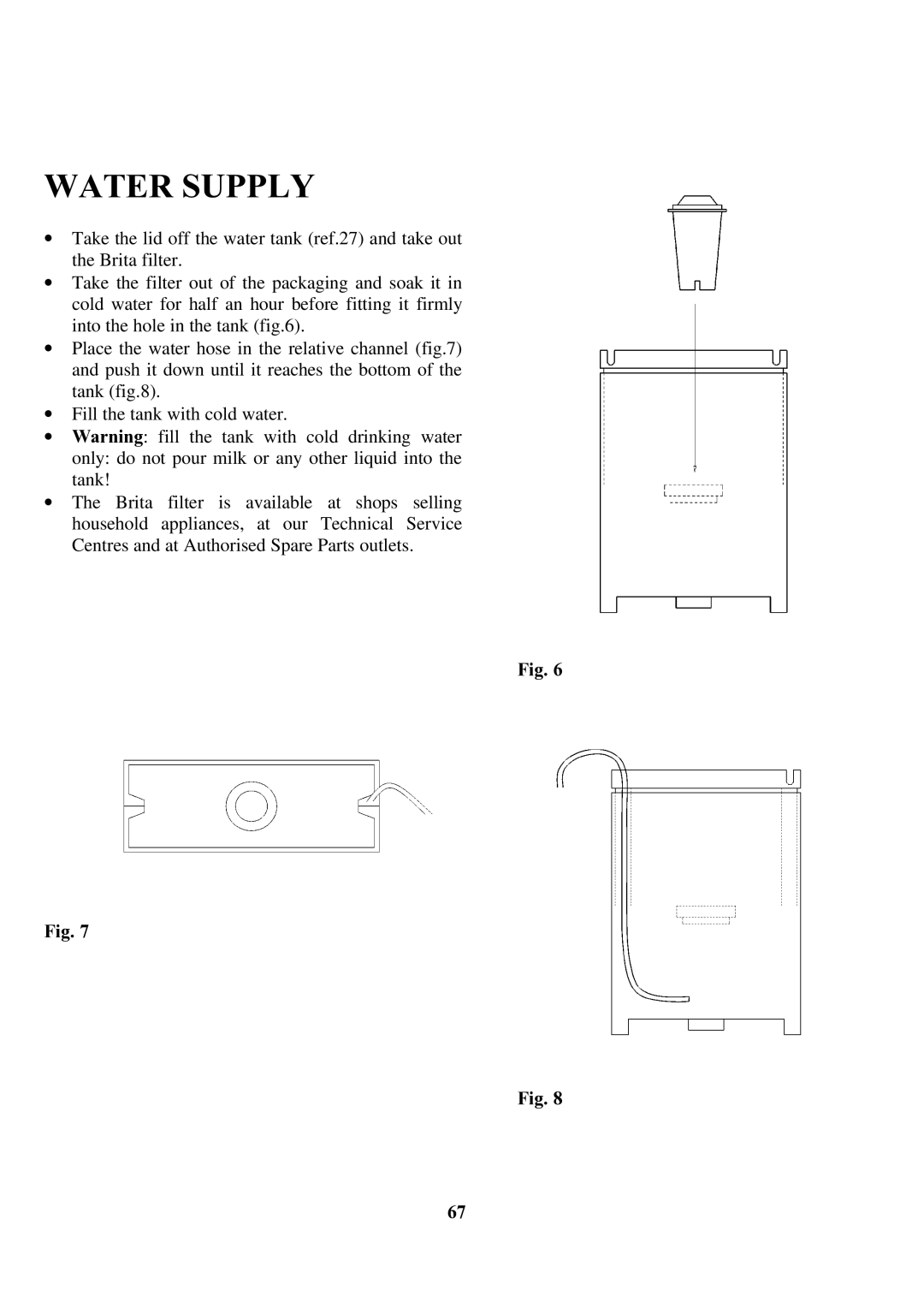 Zanussi ZCOF 637 X instruction manual Water Supply 