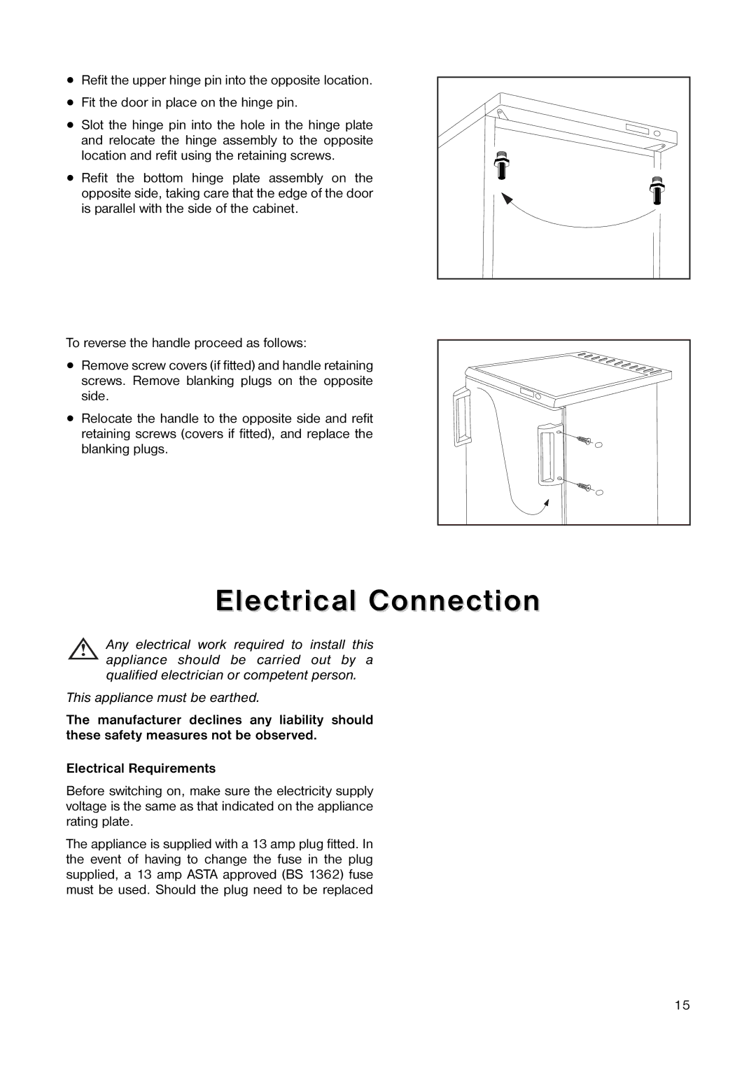 Zanussi ZCUF 41 manual Electrical Connection 