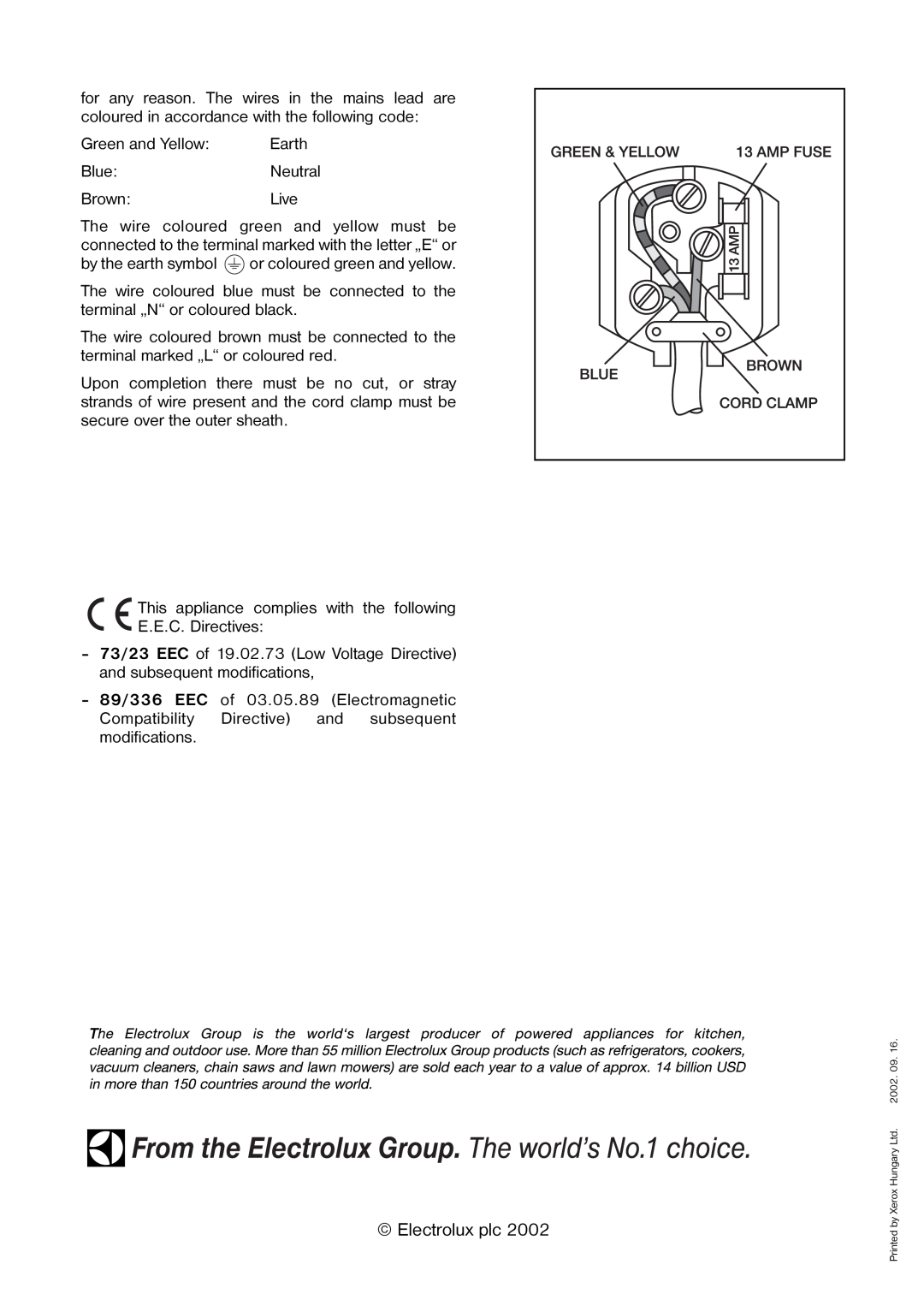 Zanussi ZCUF 41 manual Electrolux plc 