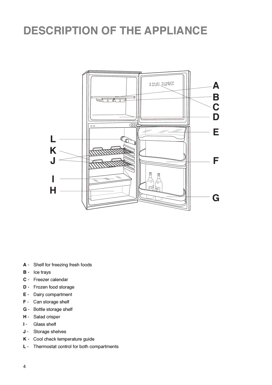 Zanussi ZD 50/33 R manual Description of the Appliance 