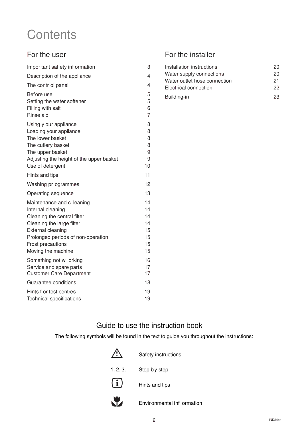 Zanussi ZD 684 manual Contents 