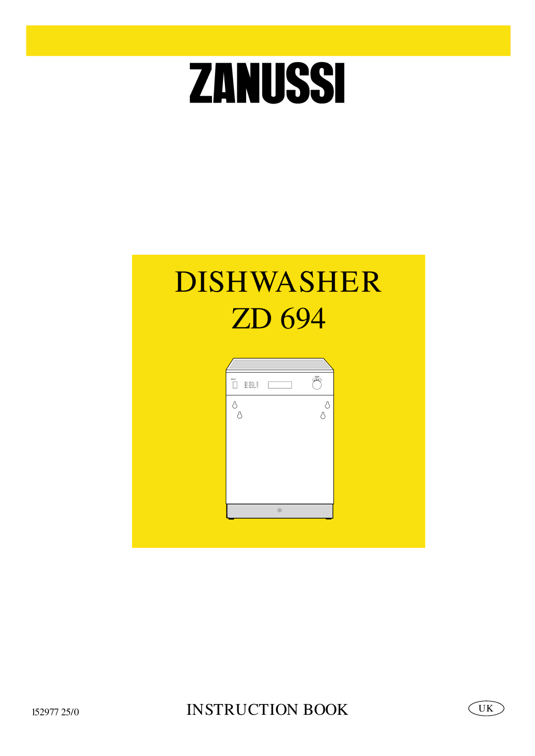 Zanussi ZD 694 manual Dishwasher 