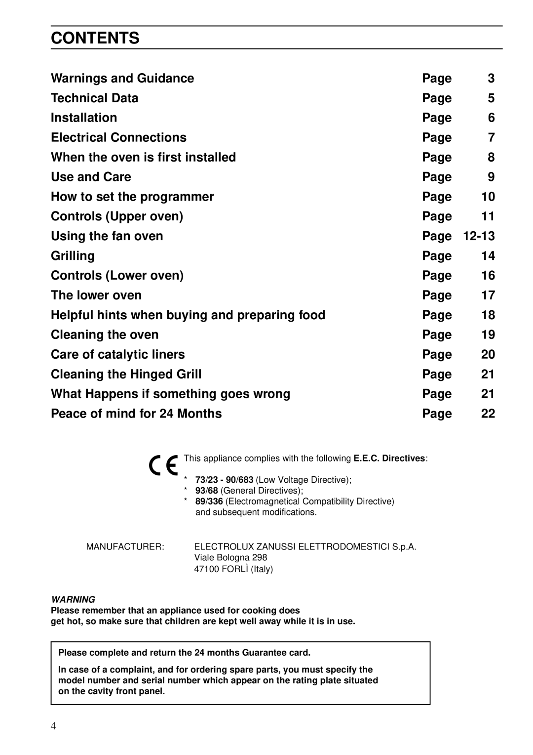 Zanussi ZDA 55 installation manual Contents 