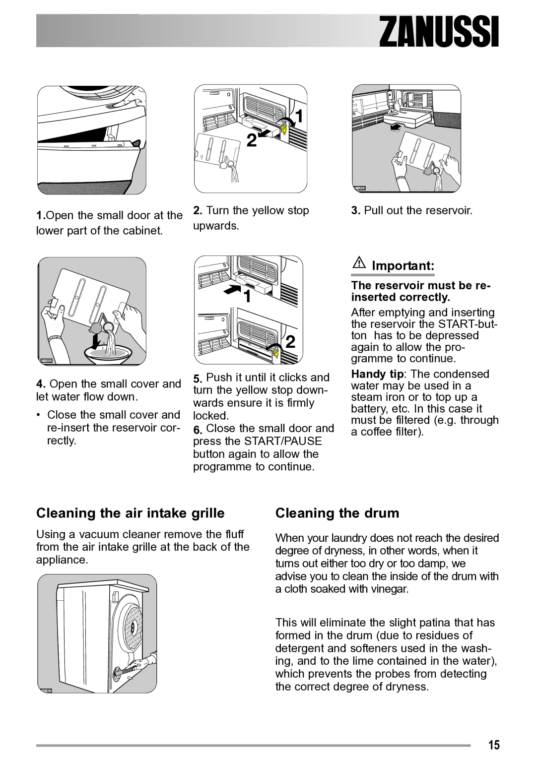 Zanussi ZDC 47100 S user manual Cleaning the air intake grille 