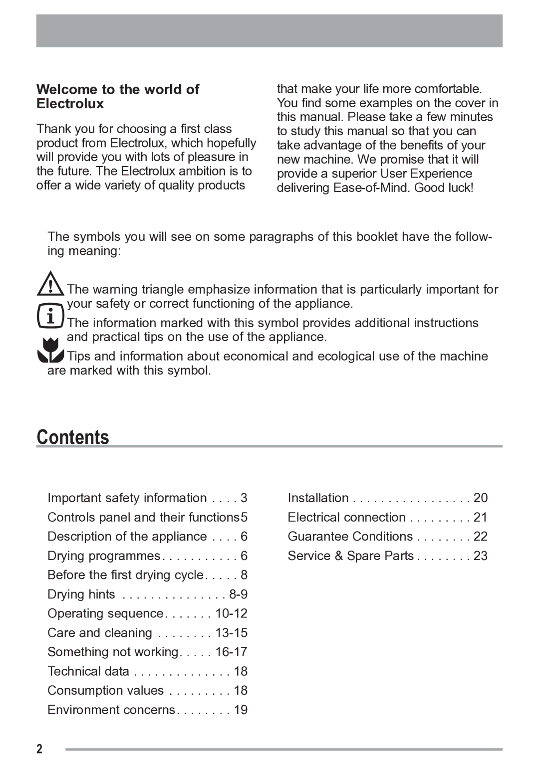 Zanussi ZDC 47100 S user manual Contents 