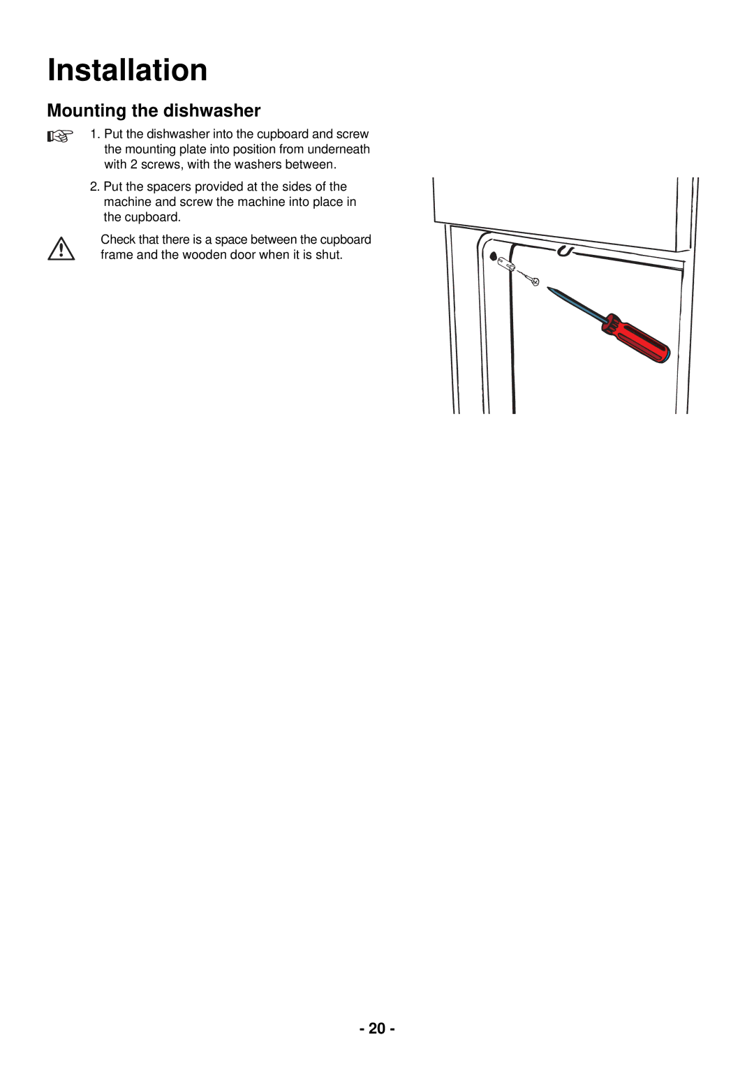 Zanussi ZDC 5465 manual Mounting the dishwasher 