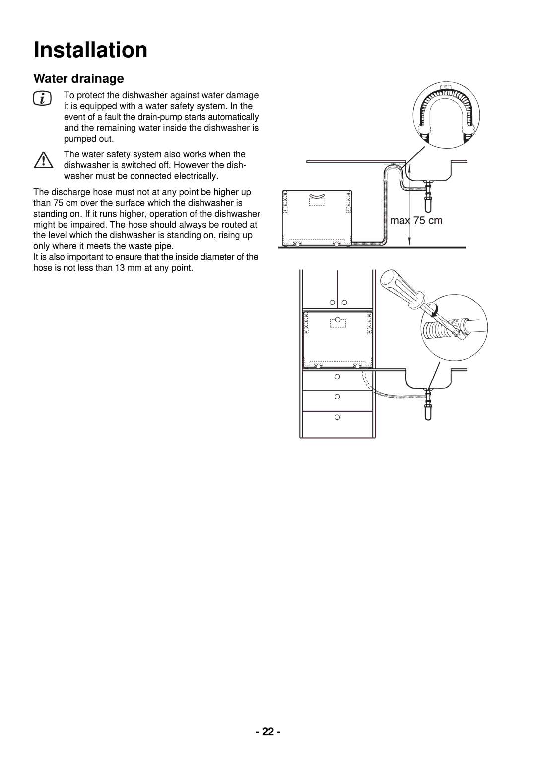 Zanussi ZDC 5465 manual Water drainage 