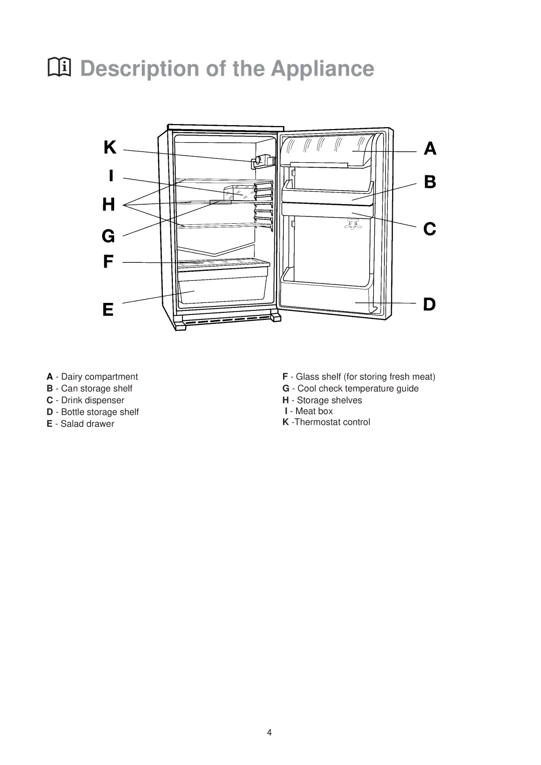 Zanussi ZDC 57 L, ZI 7165 manual Description of the Appliance 