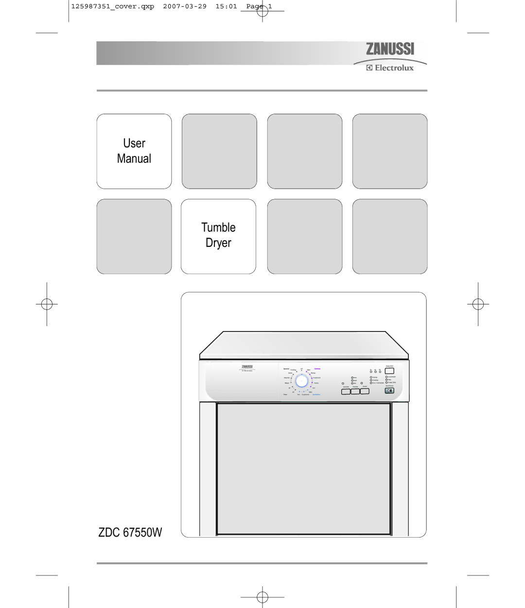 Zanussi user manual User Manual Tumble Dryer ZDC 67550W 