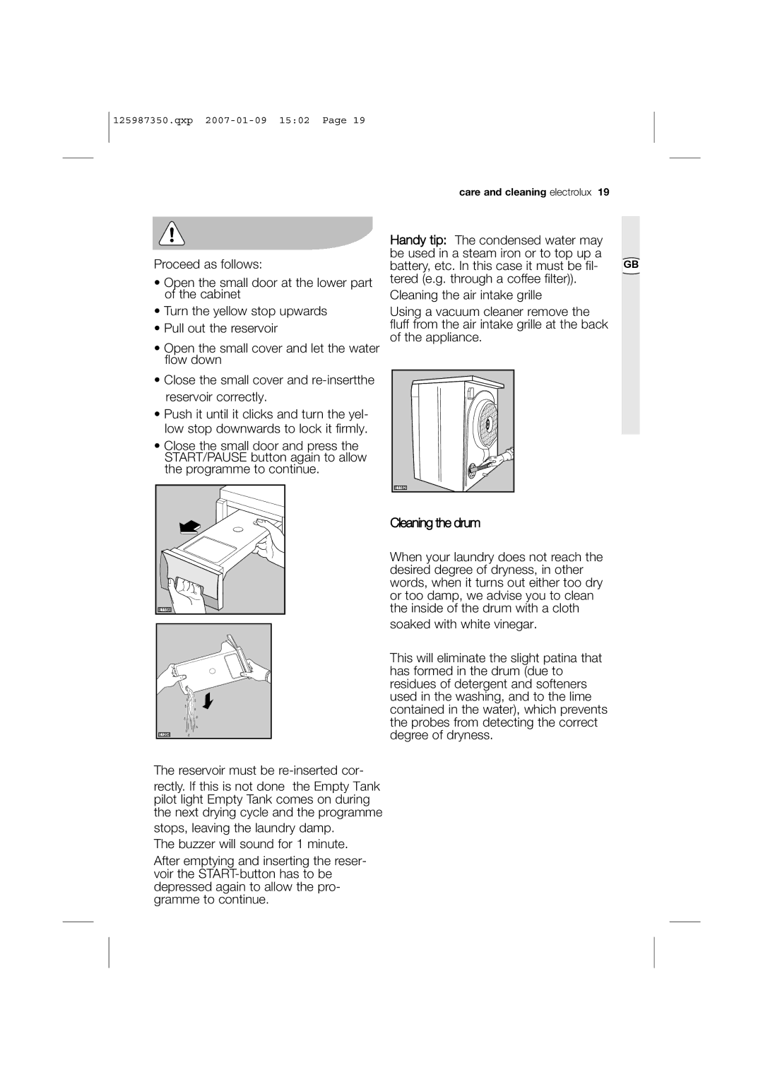 Zanussi ZDC 67550W user manual Care and cleaning electrolux 