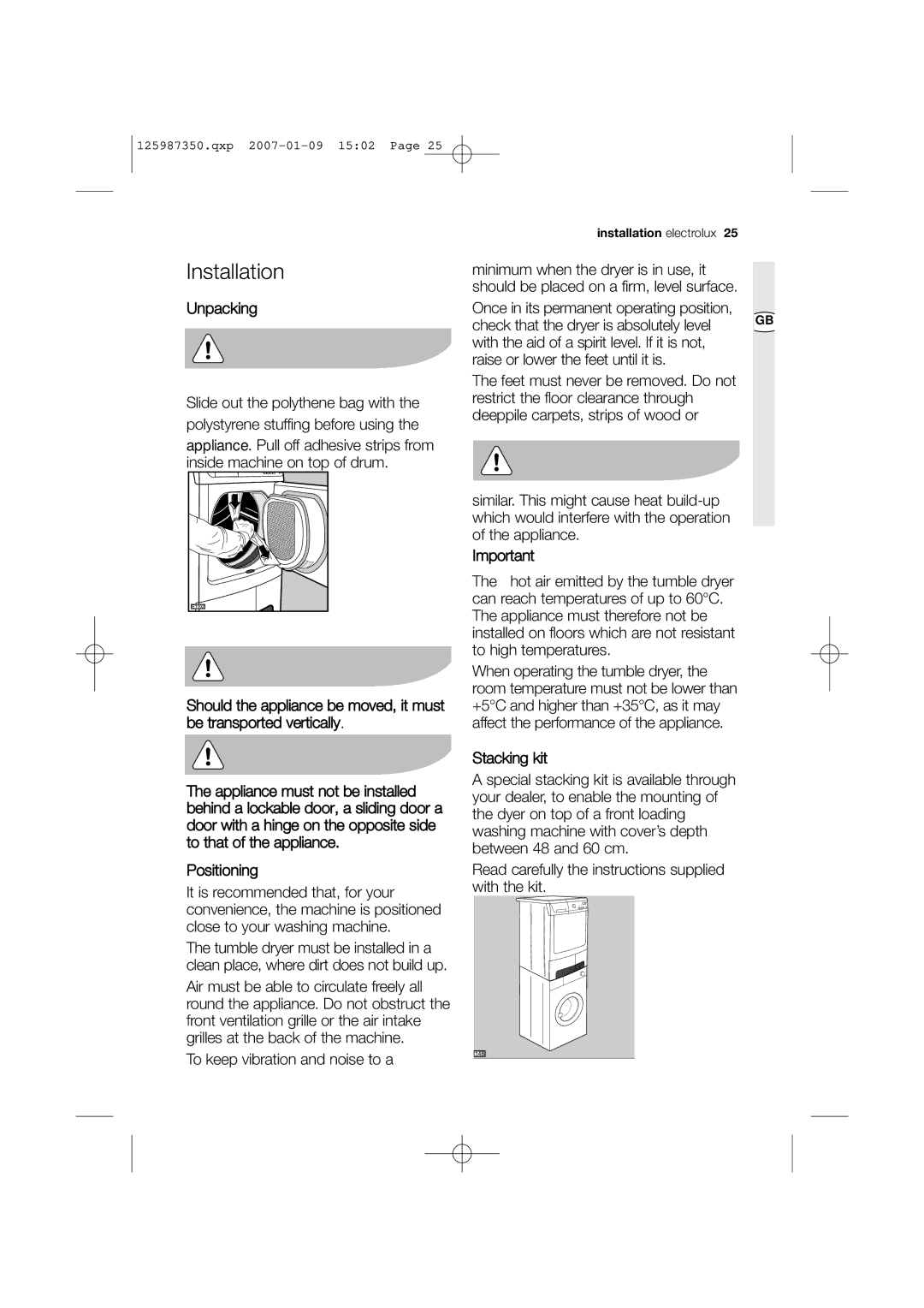 Zanussi ZDC 67550W user manual Installation 