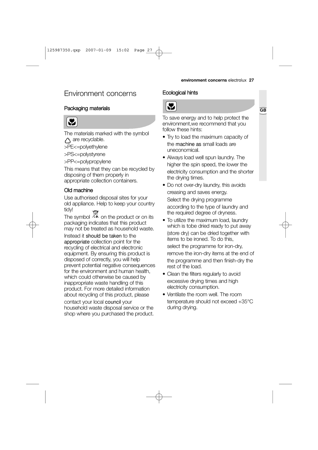 Zanussi ZDC 67550W user manual Environment concerns 