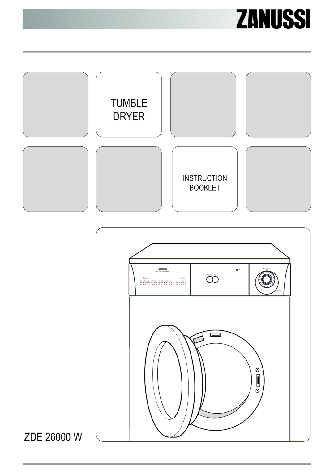 Zanussi ZDE 26000 W manual Tumble Dryer 