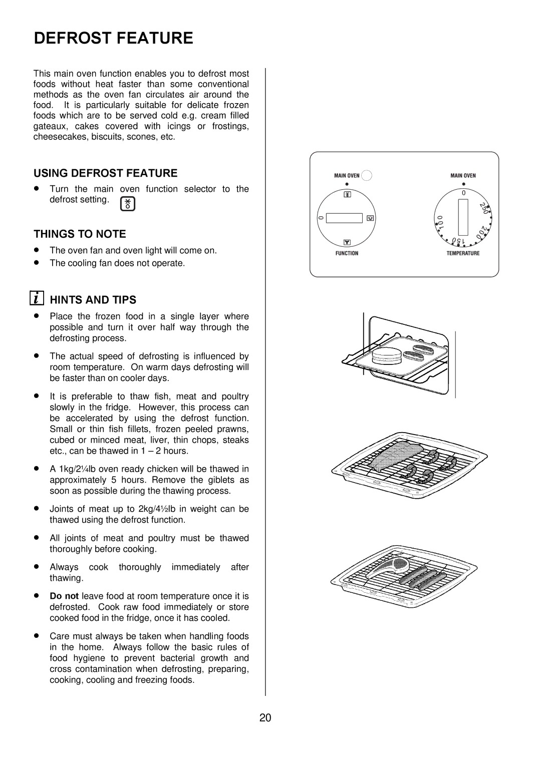 Zanussi ZDF 290 manual Using Defrost Feature 