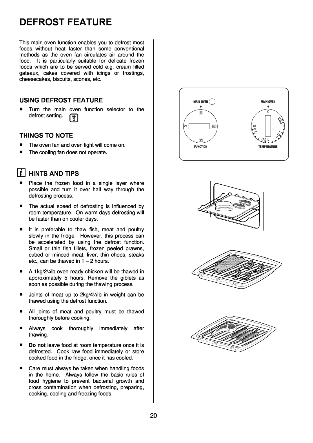 Zanussi ZDF 290 manual Using Defrost Feature, Things To Note, Hints And Tips 
