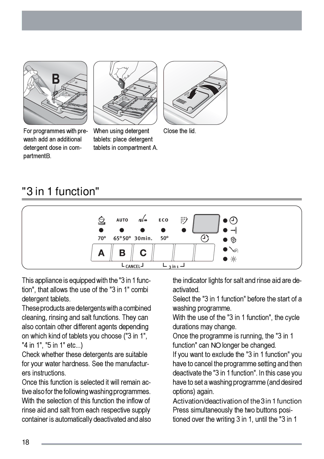 Zanussi ZDF 511 manual function 