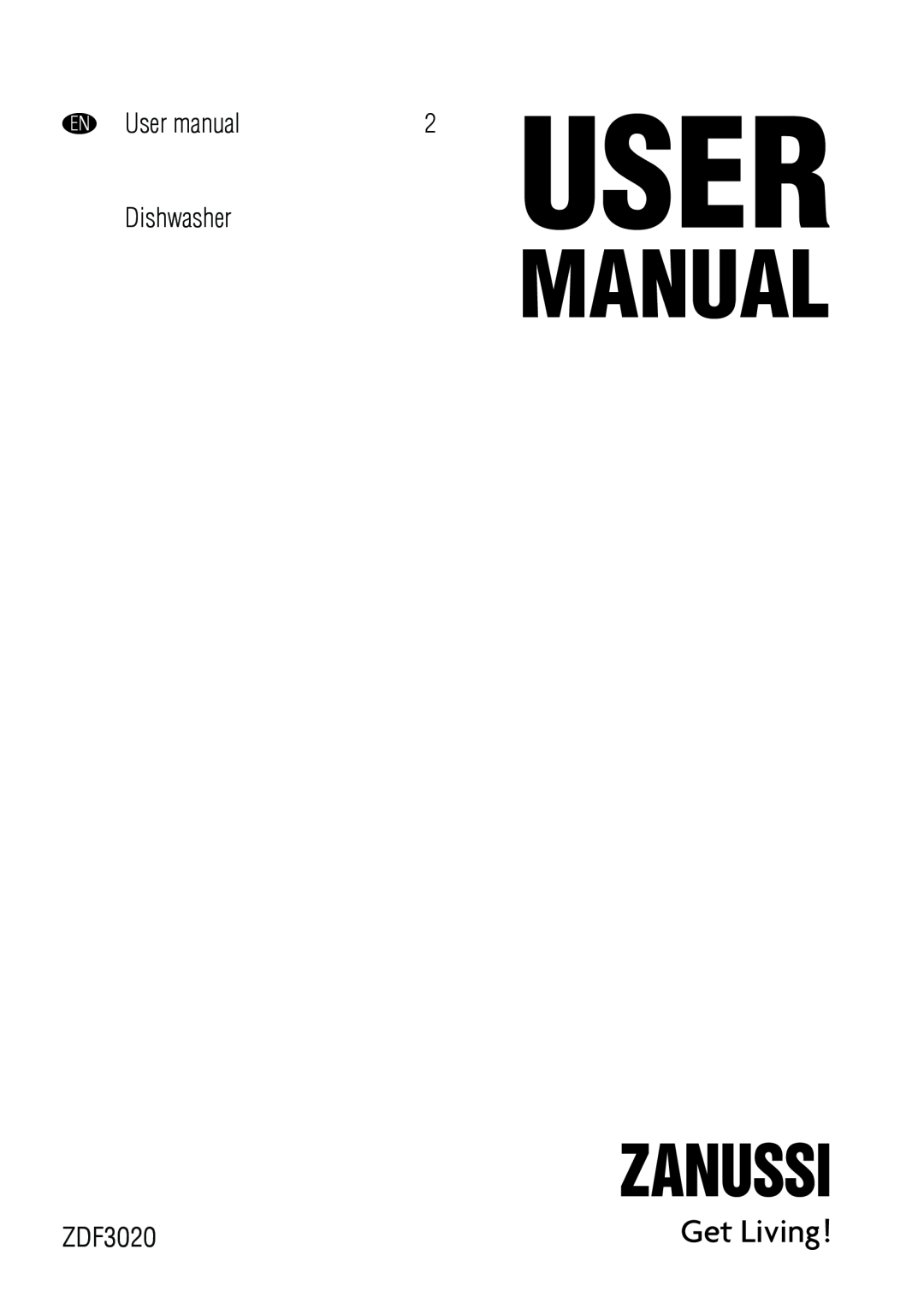 Zanussi ZDF3020 manual Dishwasher 