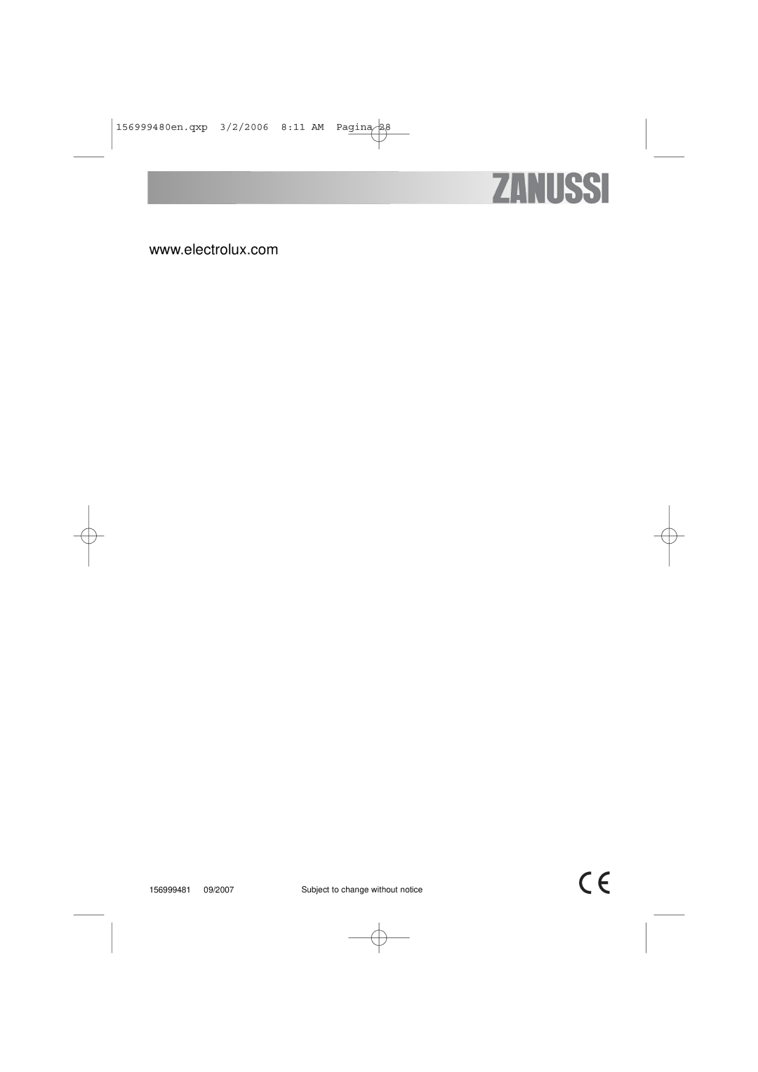 Zanussi ZDF311 user manual 156999481 09/2007 