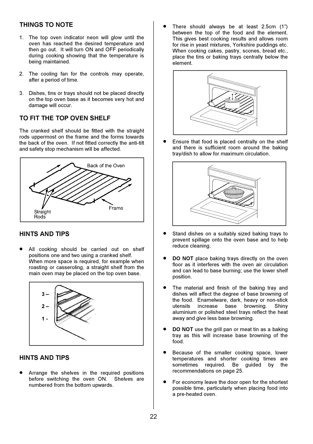 Zanussi ZDF490 manual Things to Note, To FIT the TOP Oven Shelf 