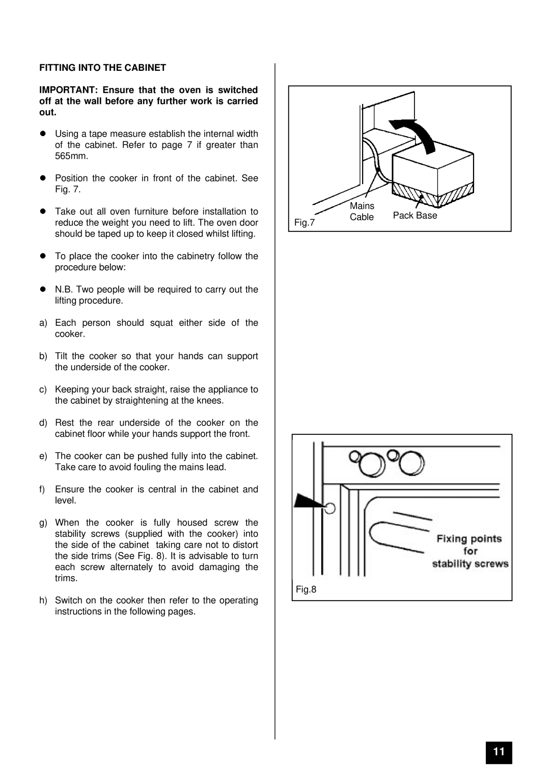 Zanussi ZDF867X manual Fitting Into the Cabinet 