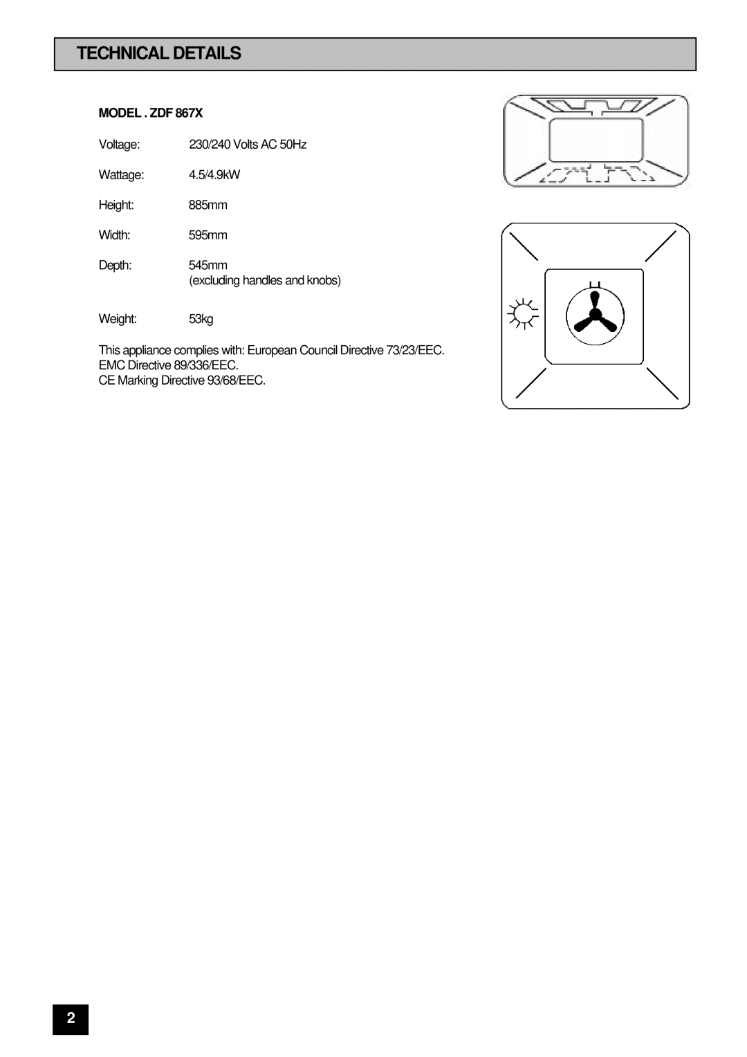 Zanussi ZDF867X manual Technical Details, Model . ZDF 