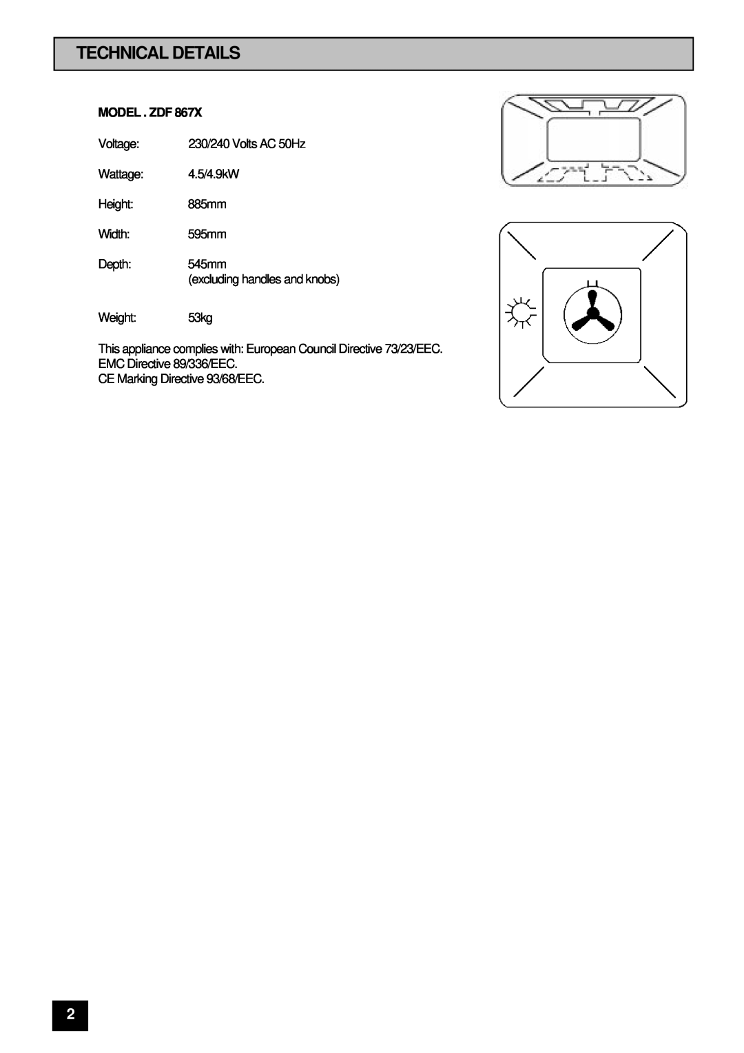 Zanussi ZDF867X manual Technical Details, Model . Zdf 