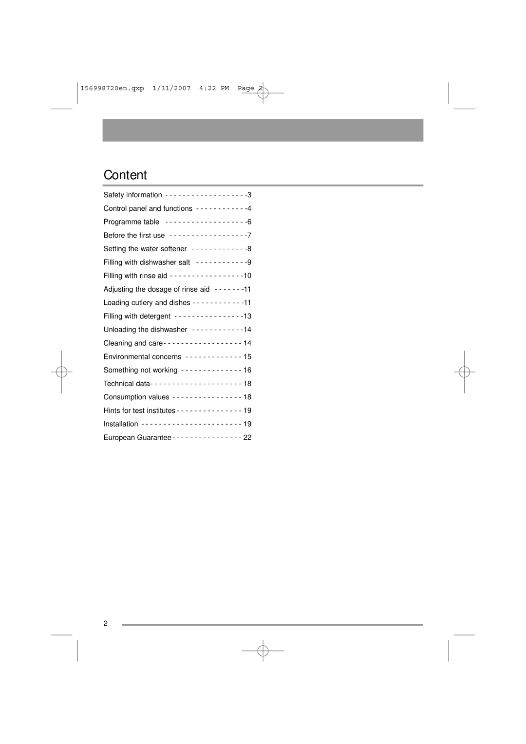 Zanussi ZDI 100 manual Content 