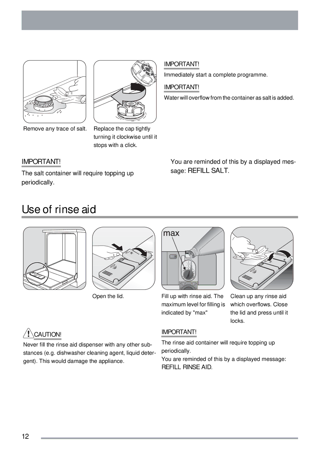 Zanussi ZDI 600 QX manual Use of rinse aid 