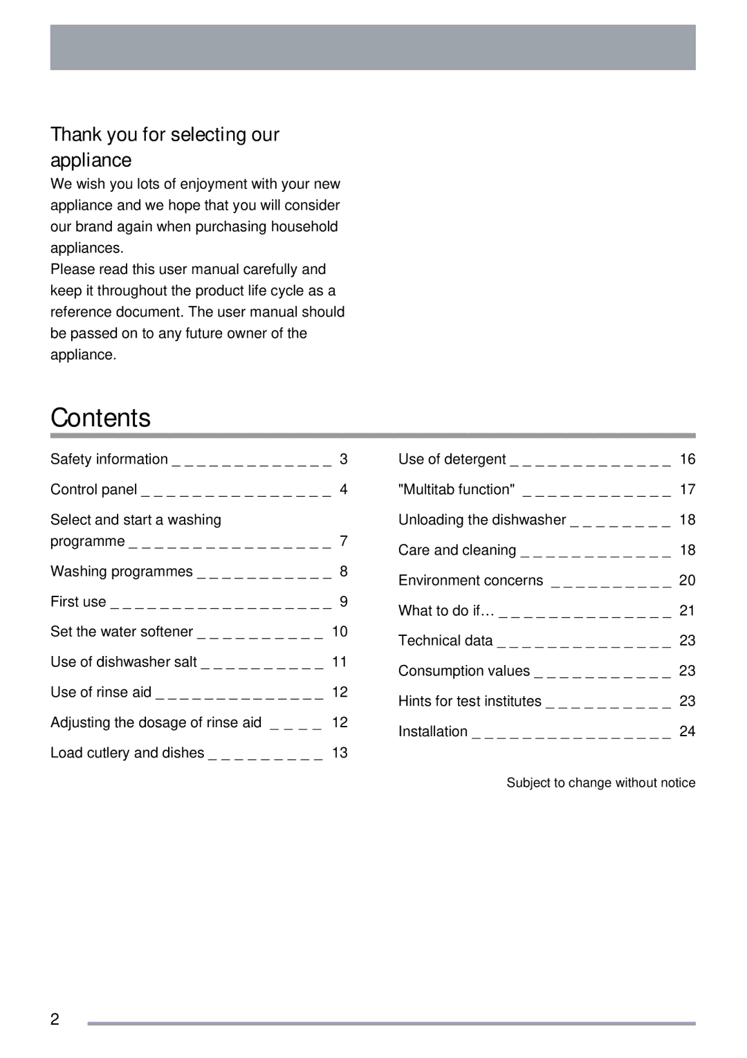 Zanussi ZDI 600 QX manual Contents 