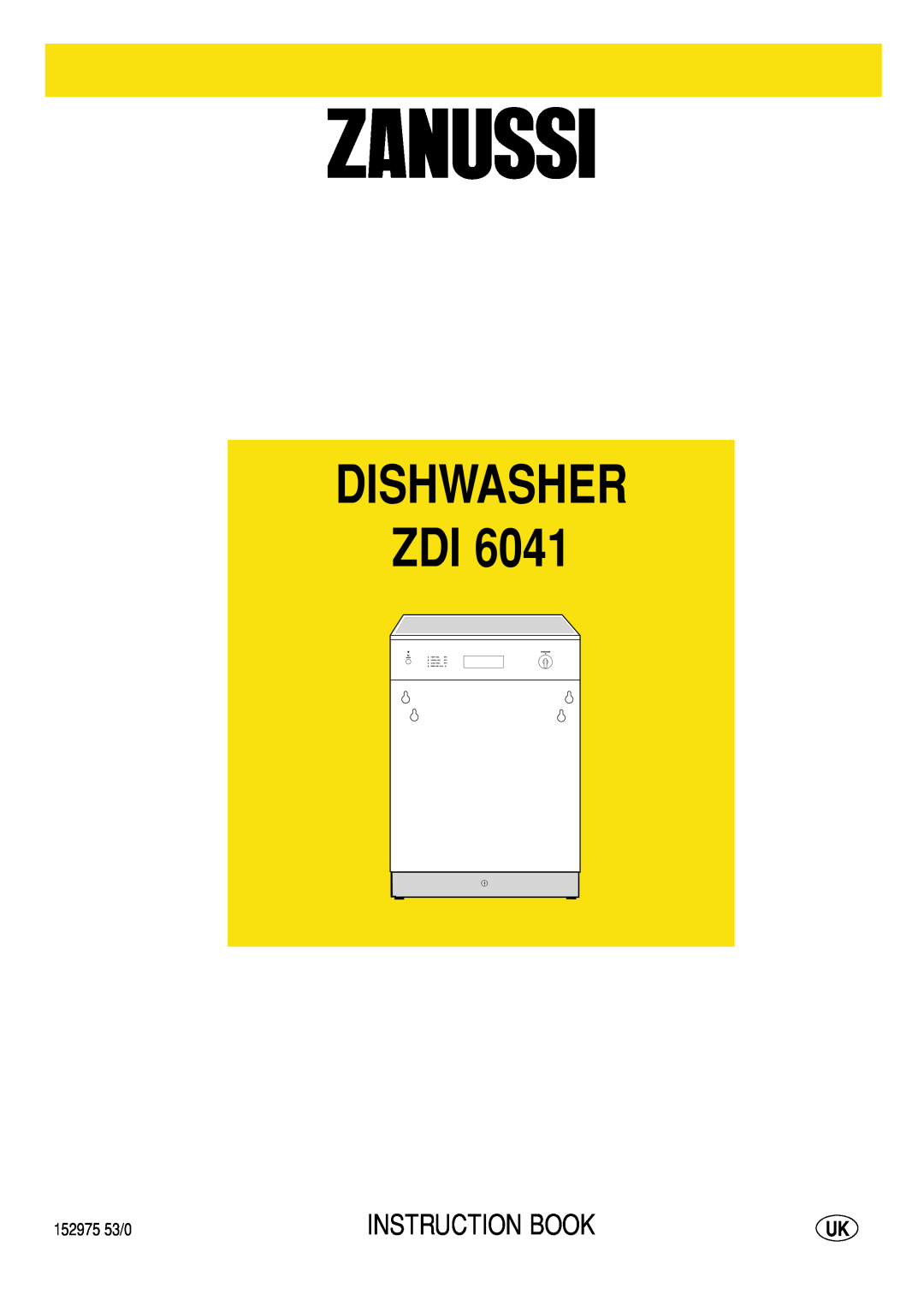Zanussi ZDI 6041 manual Dishwasher Zdi, Instruction Book 