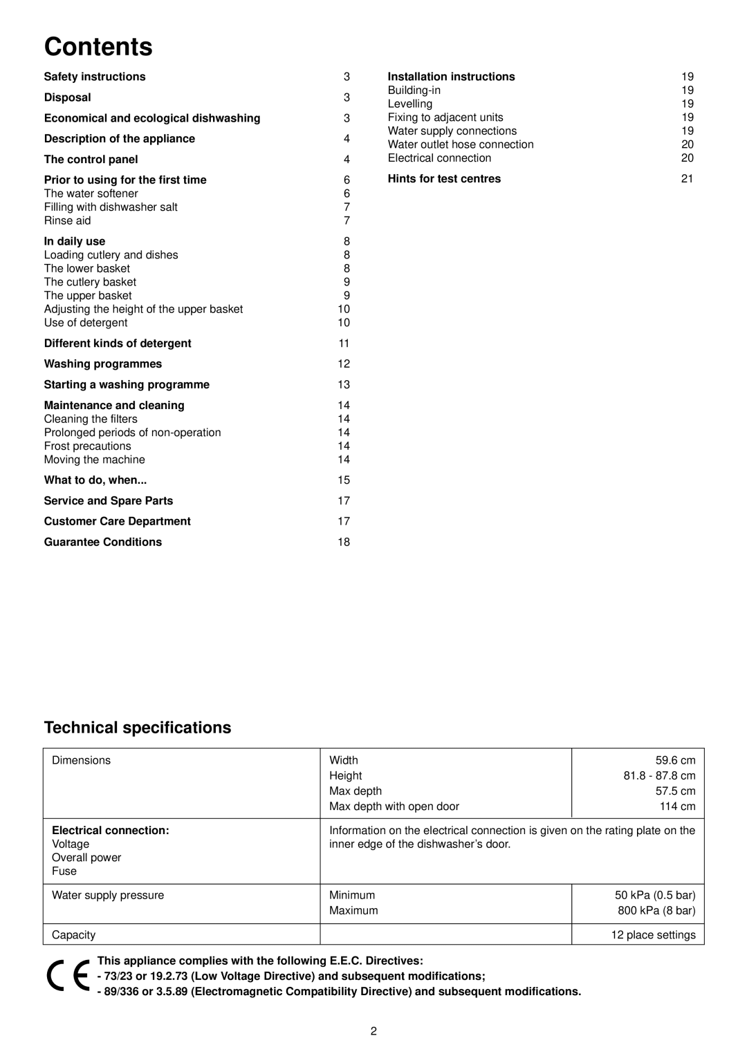 Zanussi ZDI 6053 manual Contents 