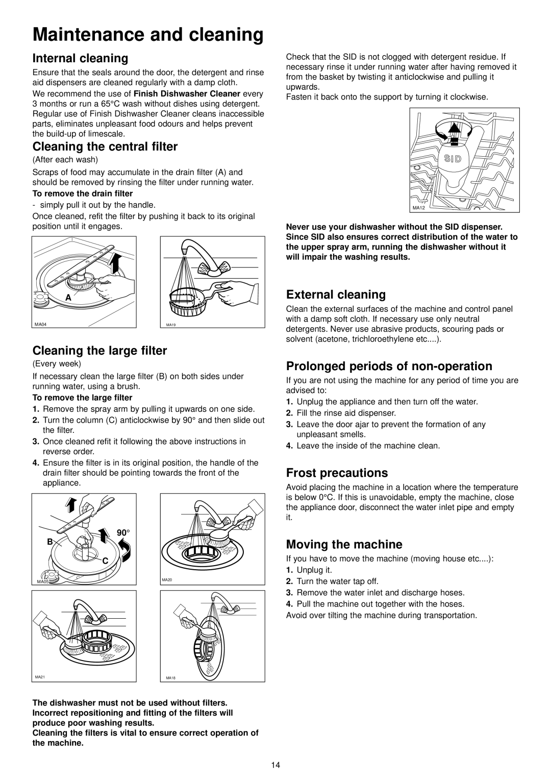 Zanussi ZDI 6895 QA, ZDI 6895 QX manual Maintenance and cleaning 