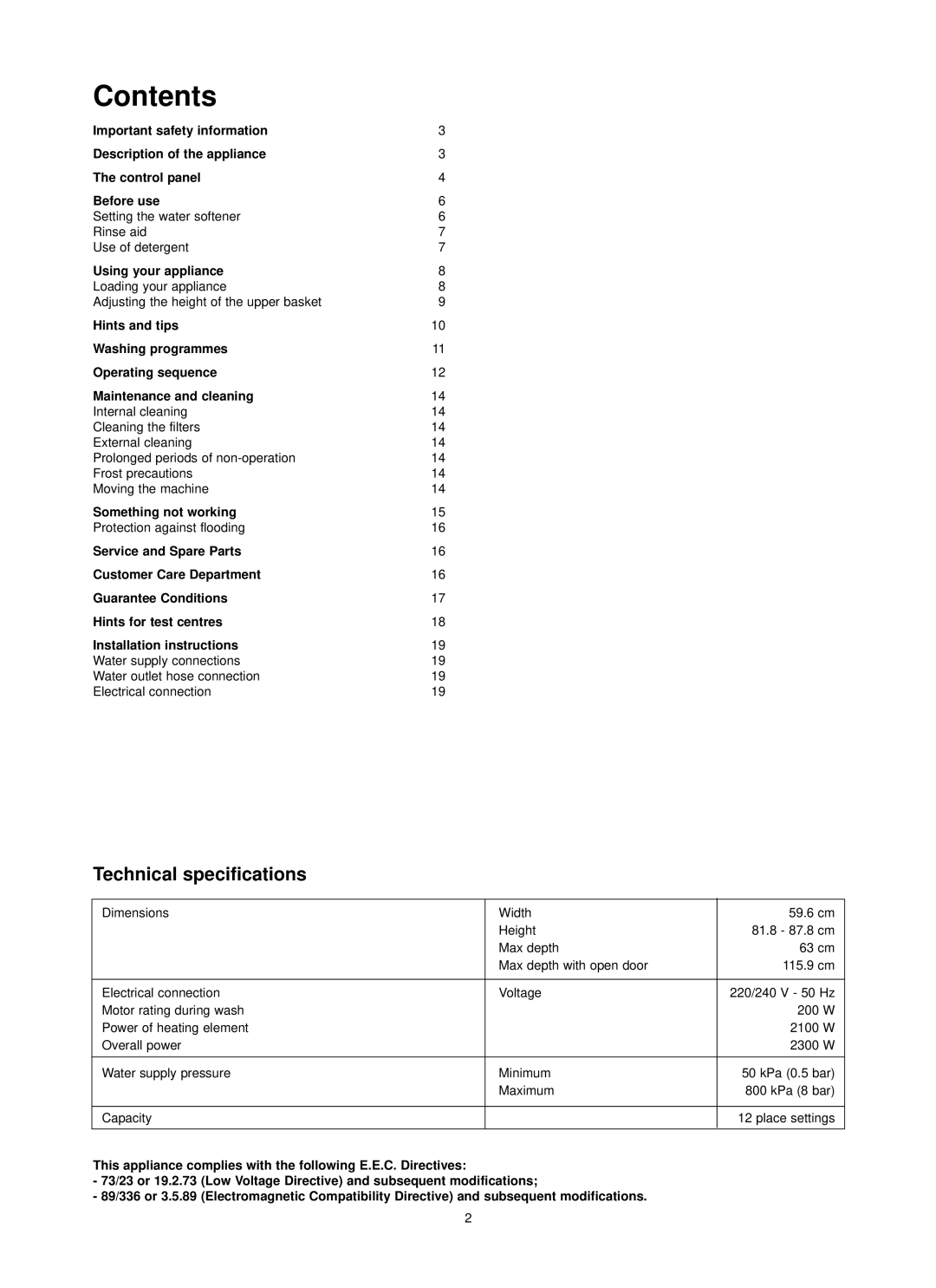 Zanussi ZDI 6895 SX manual Contents 