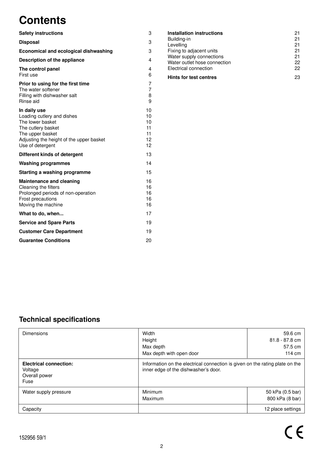 Zanussi ZDI 6896 SX manual Contents 