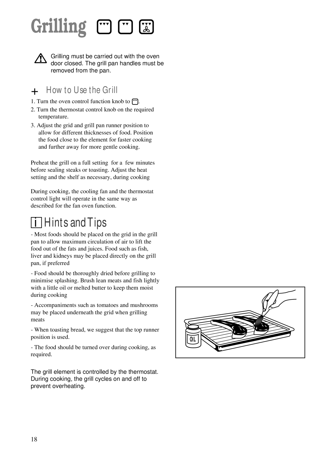 Zanussi ZDM 868 manual Grilling, How to Use the Grill 