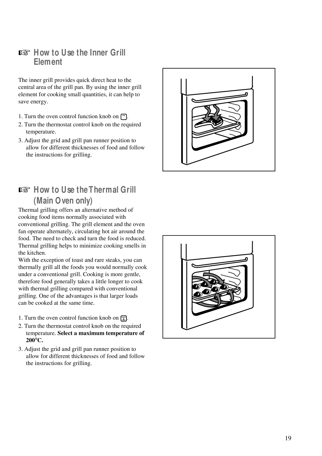 Zanussi ZDM 868 manual How to Use the Inner Grill Element, How to Use theThermal Grill Main Oven only 