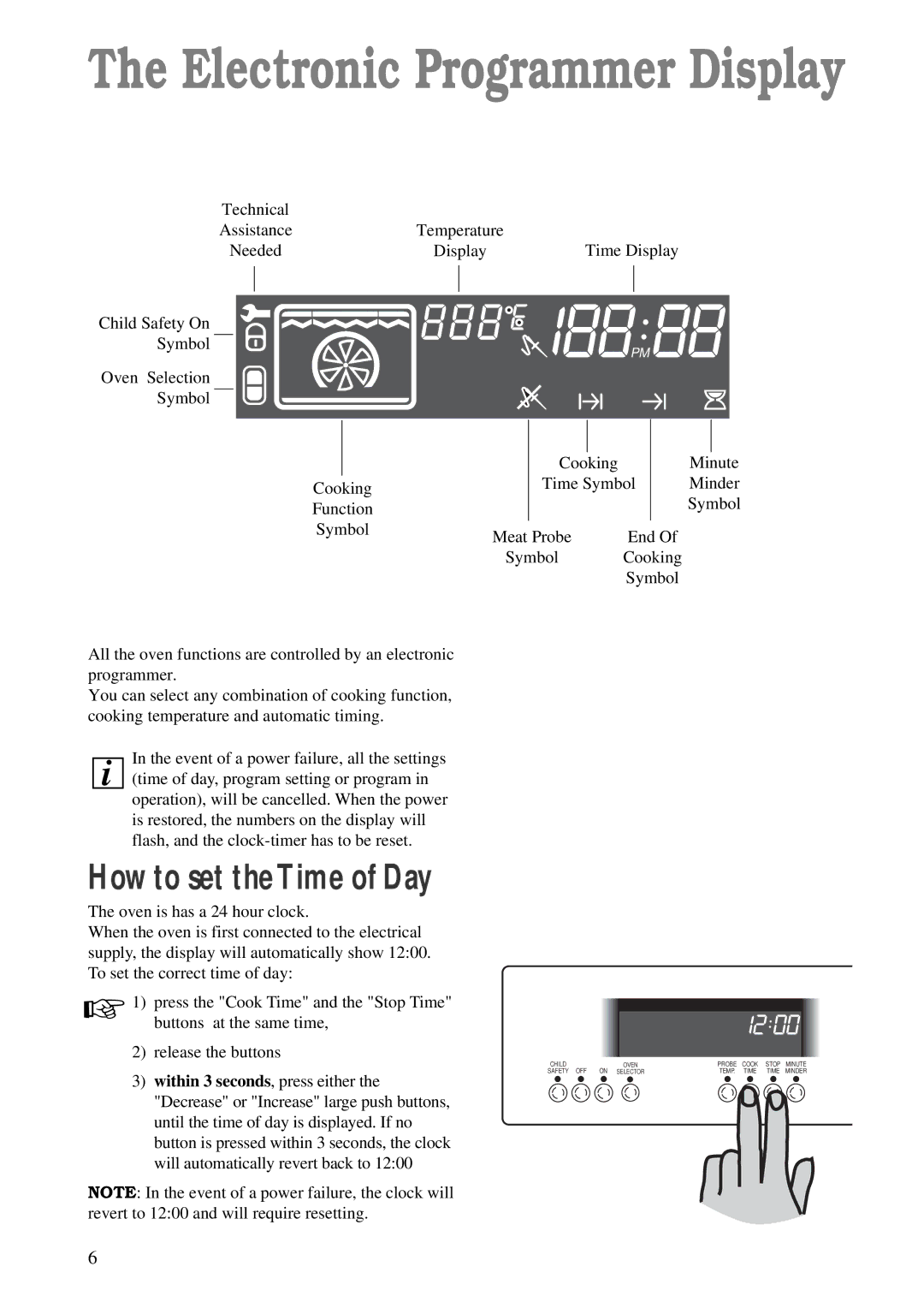 Zanussi ZDM 891 manual Electronic Programmer Display, How to set theTime of Day 