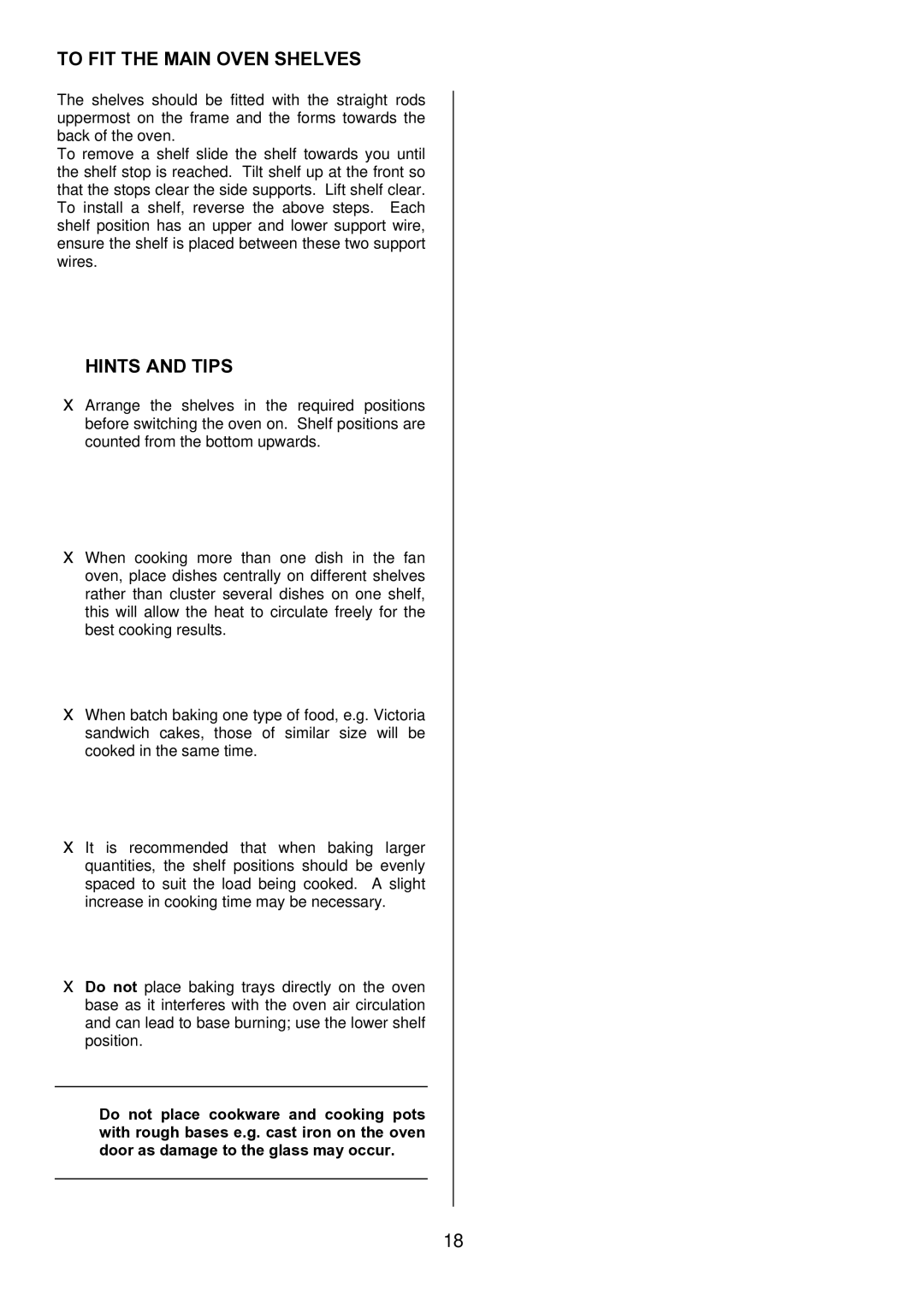 Zanussi ZDQ 595 manual To FIT the Main Oven Shelves, Hints and Tips 