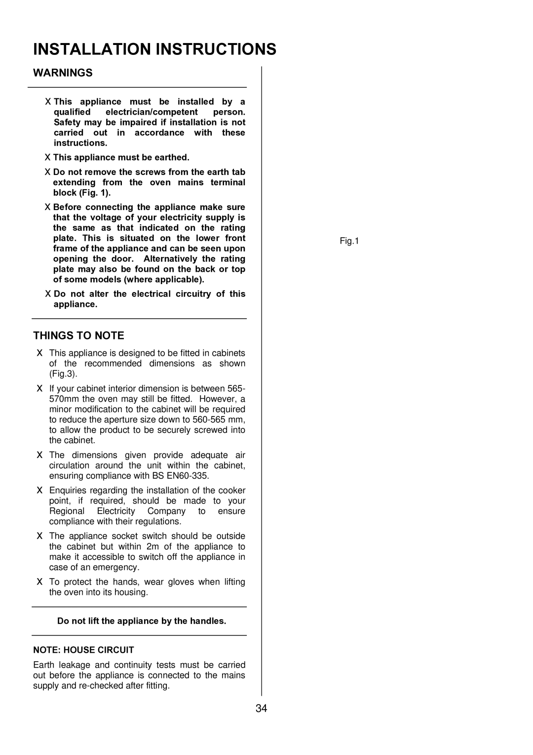 Zanussi ZDQ 595 manual Installation Instructions, Do not lift the appliance by the handles 