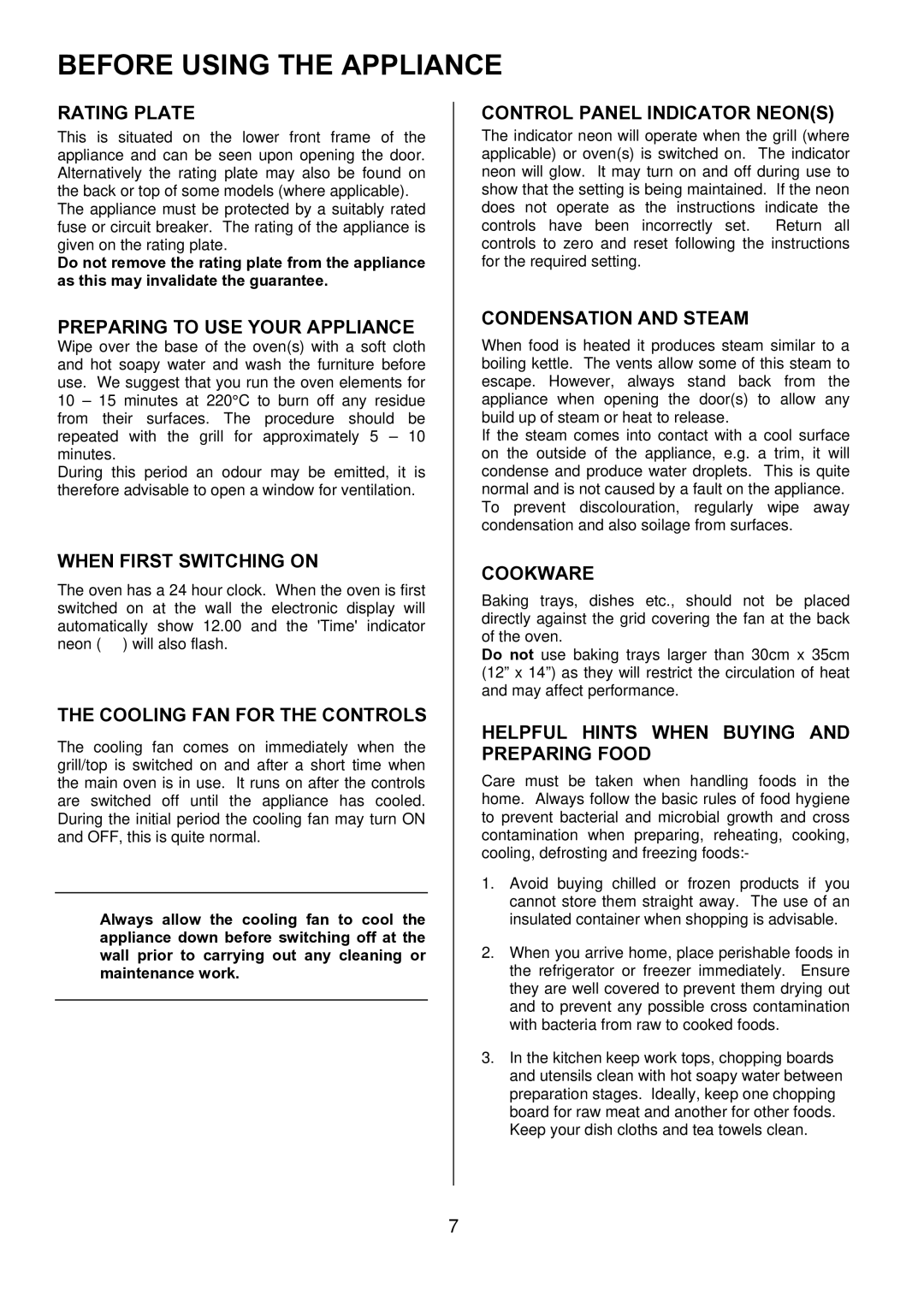 Zanussi ZDQ 595 manual Before Using the Appliance 