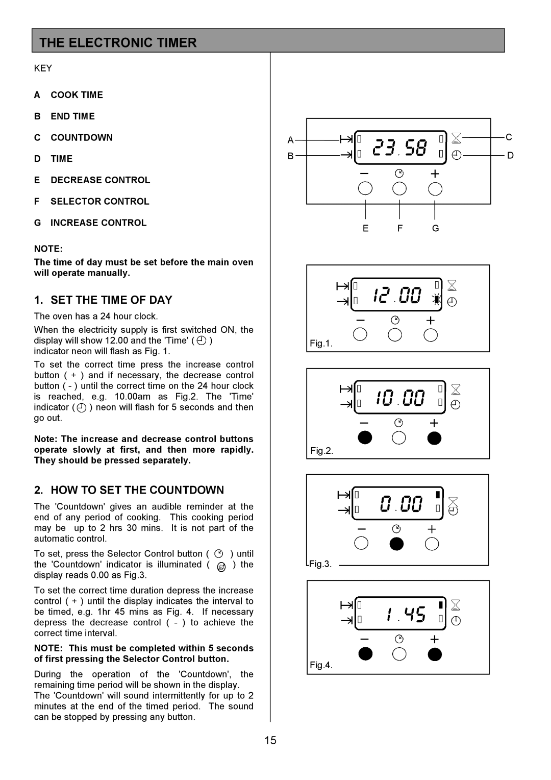 Zanussi ZDQ 695 manual Electronic Timer, SET the Time of DAY, HOW to SET the Countdown, Key 