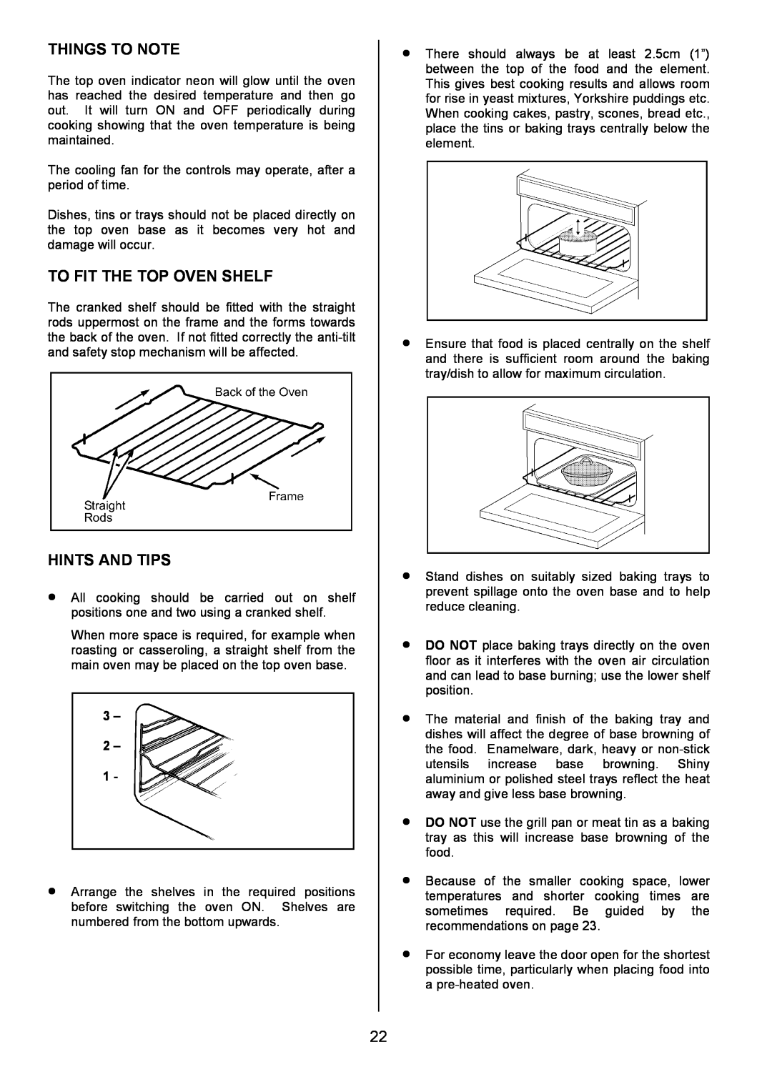 Zanussi ZDQ 695 manual To Fit The Top Oven Shelf, Things To Note, Hints And Tips 