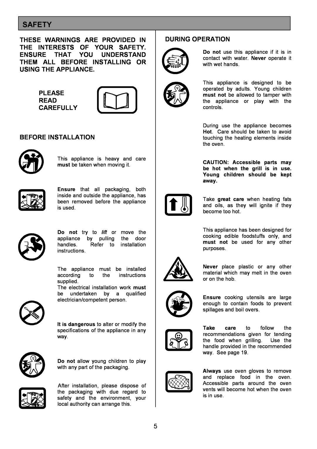 Zanussi ZDQ 695 manual Safety, Please Read Carefully Before Installation, During Operation 