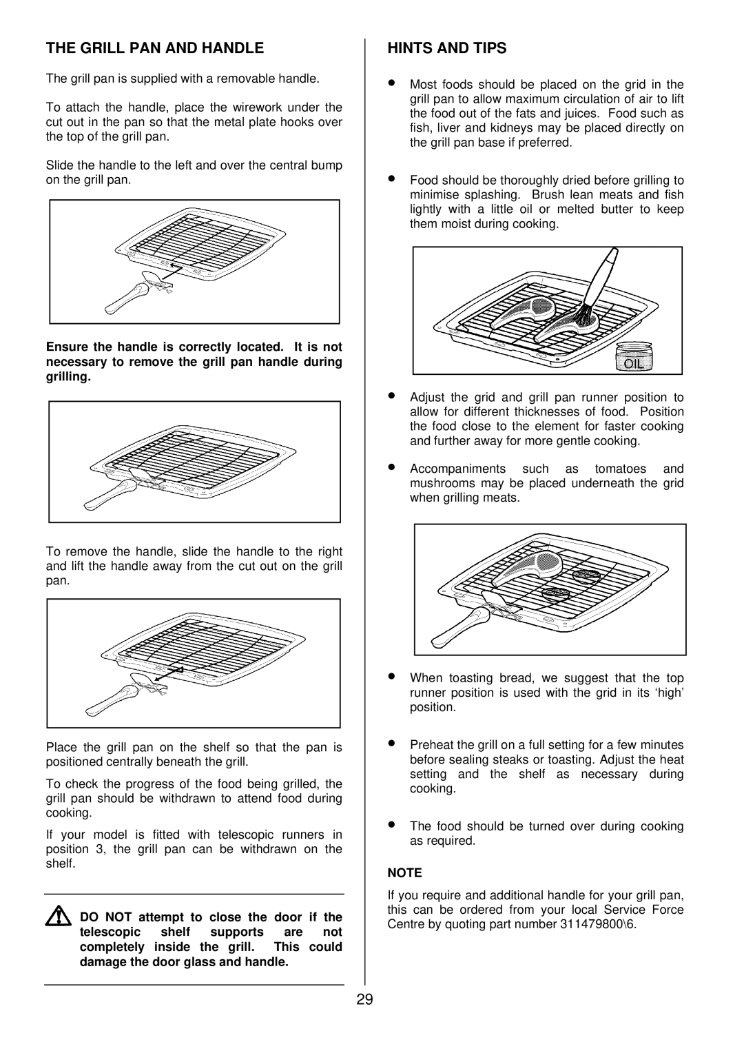 Zanussi ZDQ 895 manual Grill PAN and Handle 