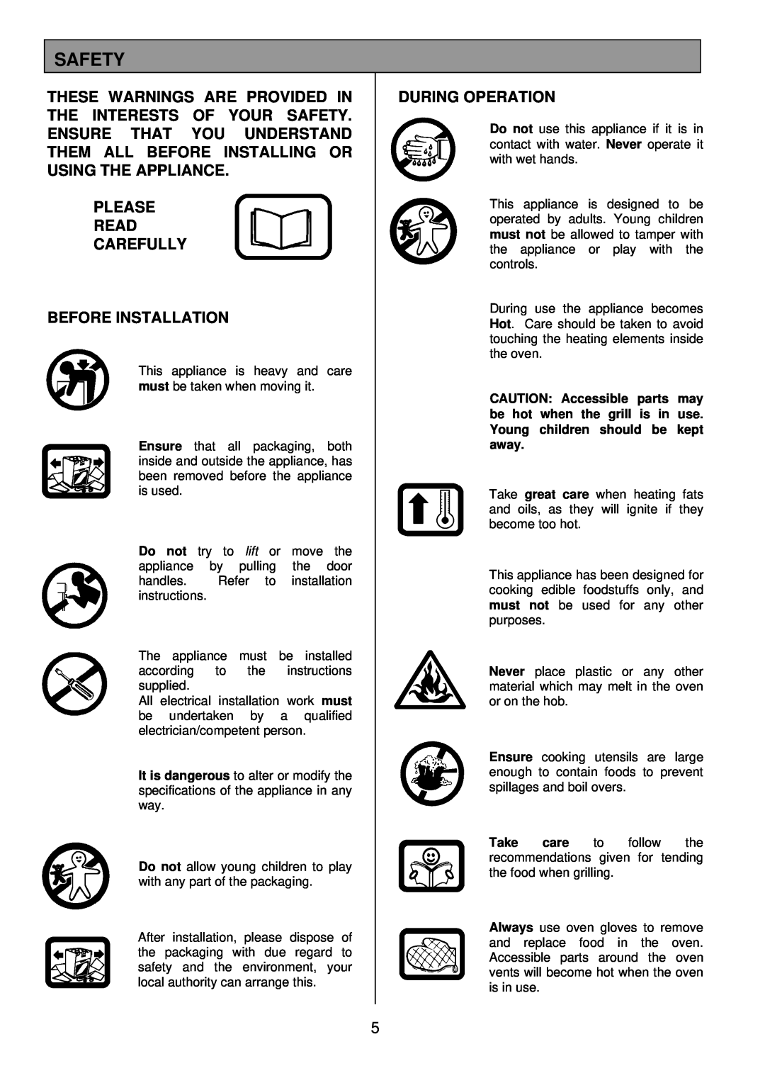 Zanussi ZDQ 895 manual Safety, Please Read Carefully Before Installation, During Operation 
